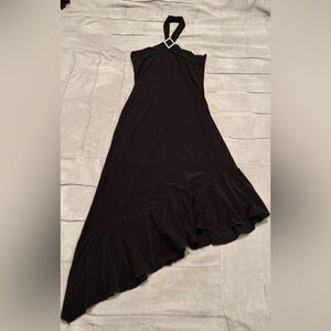 Black cross neck embellished halter strap Dress by Deep